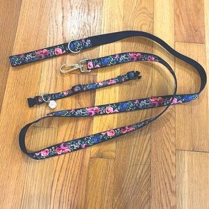 NWOT Beautiful Floral Rose Colorful & Chic Dog Leash & Collar Nylon Matching Set